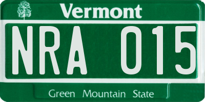VT license plate NRA015