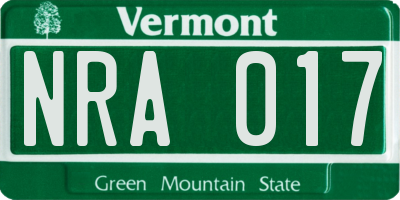 VT license plate NRA017