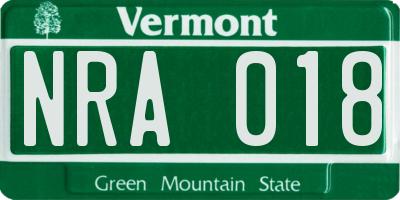 VT license plate NRA018