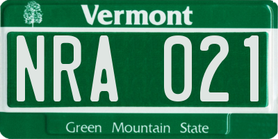 VT license plate NRA021