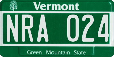 VT license plate NRA024