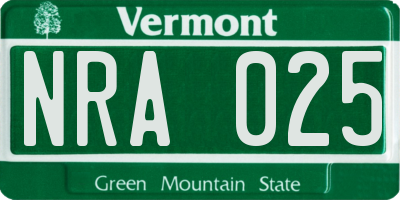 VT license plate NRA025