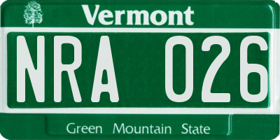 VT license plate NRA026