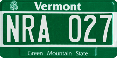 VT license plate NRA027