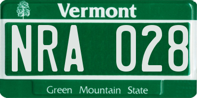 VT license plate NRA028