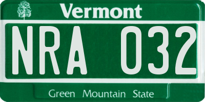 VT license plate NRA032
