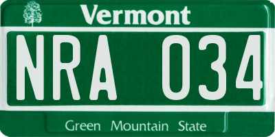 VT license plate NRA034