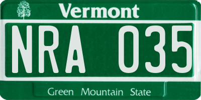VT license plate NRA035