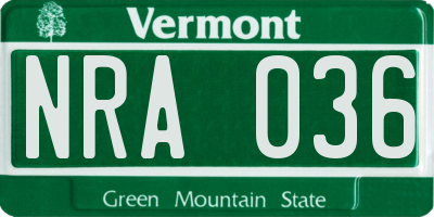 VT license plate NRA036
