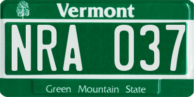 VT license plate NRA037