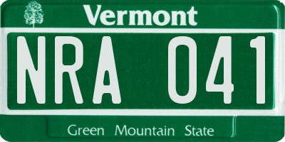 VT license plate NRA041