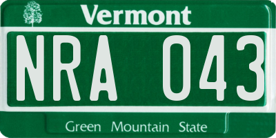 VT license plate NRA043