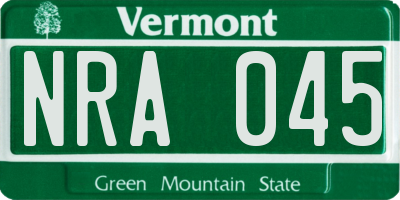 VT license plate NRA045
