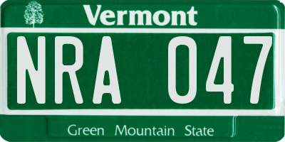 VT license plate NRA047