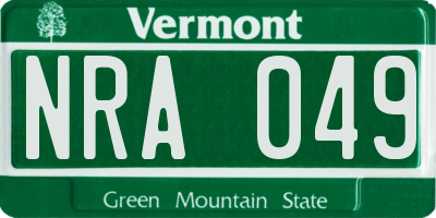VT license plate NRA049
