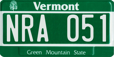 VT license plate NRA051