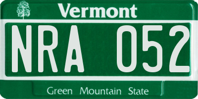 VT license plate NRA052