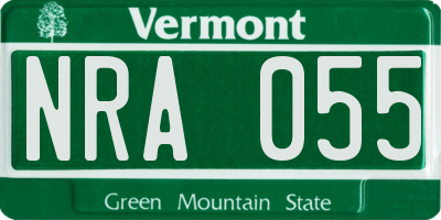 VT license plate NRA055