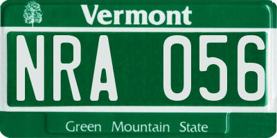 VT license plate NRA056