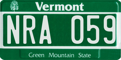 VT license plate NRA059