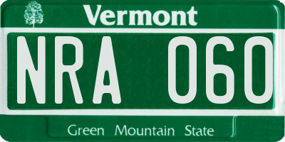 VT license plate NRA060