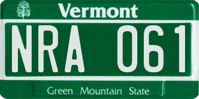 VT license plate NRA061