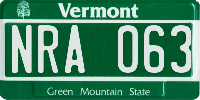 VT license plate NRA063