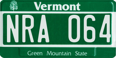 VT license plate NRA064