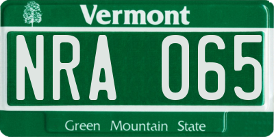 VT license plate NRA065