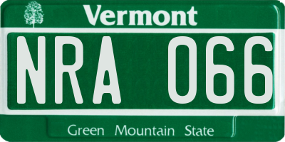 VT license plate NRA066