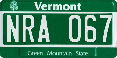 VT license plate NRA067