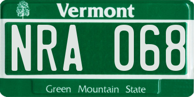 VT license plate NRA068