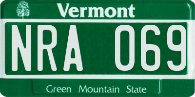 VT license plate NRA069