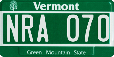 VT license plate NRA070