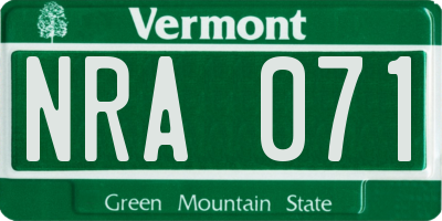 VT license plate NRA071
