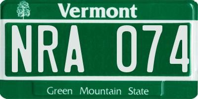 VT license plate NRA074