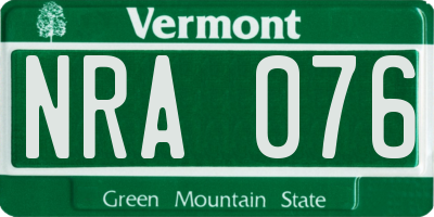 VT license plate NRA076