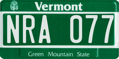 VT license plate NRA077