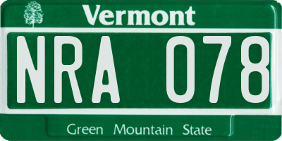 VT license plate NRA078