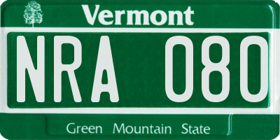 VT license plate NRA080