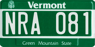 VT license plate NRA081