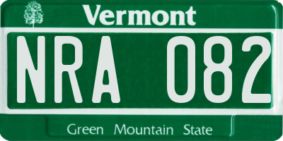 VT license plate NRA082