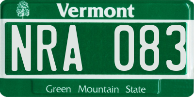 VT license plate NRA083