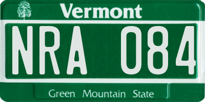 VT license plate NRA084