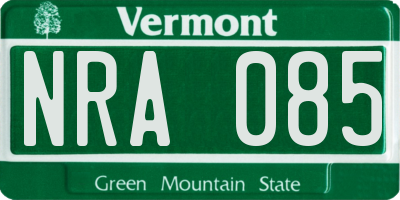 VT license plate NRA085