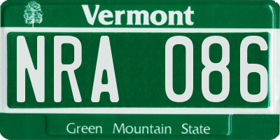 VT license plate NRA086
