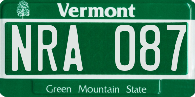 VT license plate NRA087