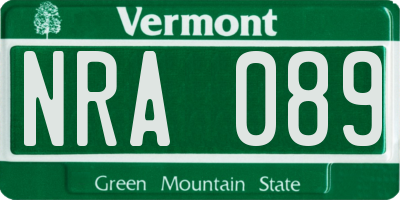 VT license plate NRA089