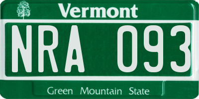VT license plate NRA093