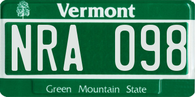 VT license plate NRA098